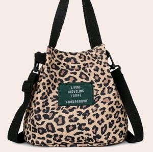 Mini Leopard pattern patch detail satchel bag